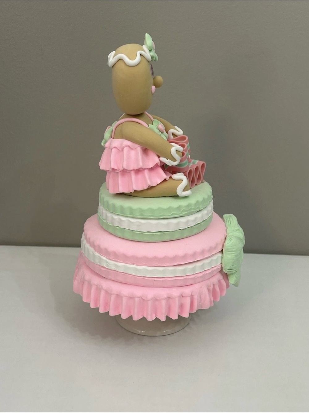 Pastel Pink & Mint Fake Macaroon Gingerbread Handmade Faux Dessert Display - Picture 5 of 8